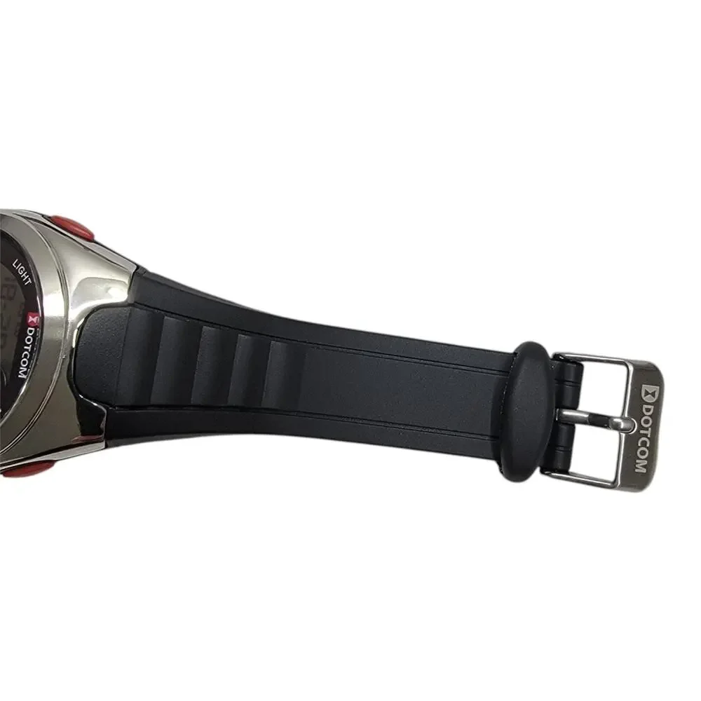 Y2K DOTCOM Digital LCD Watch Black Silver Cyber Retro Thumbs Up Brave Heart